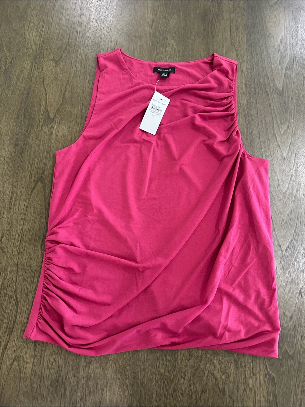 Ann Taylor Fuchsia Sleeveless Ruched Tank Top XS NWT